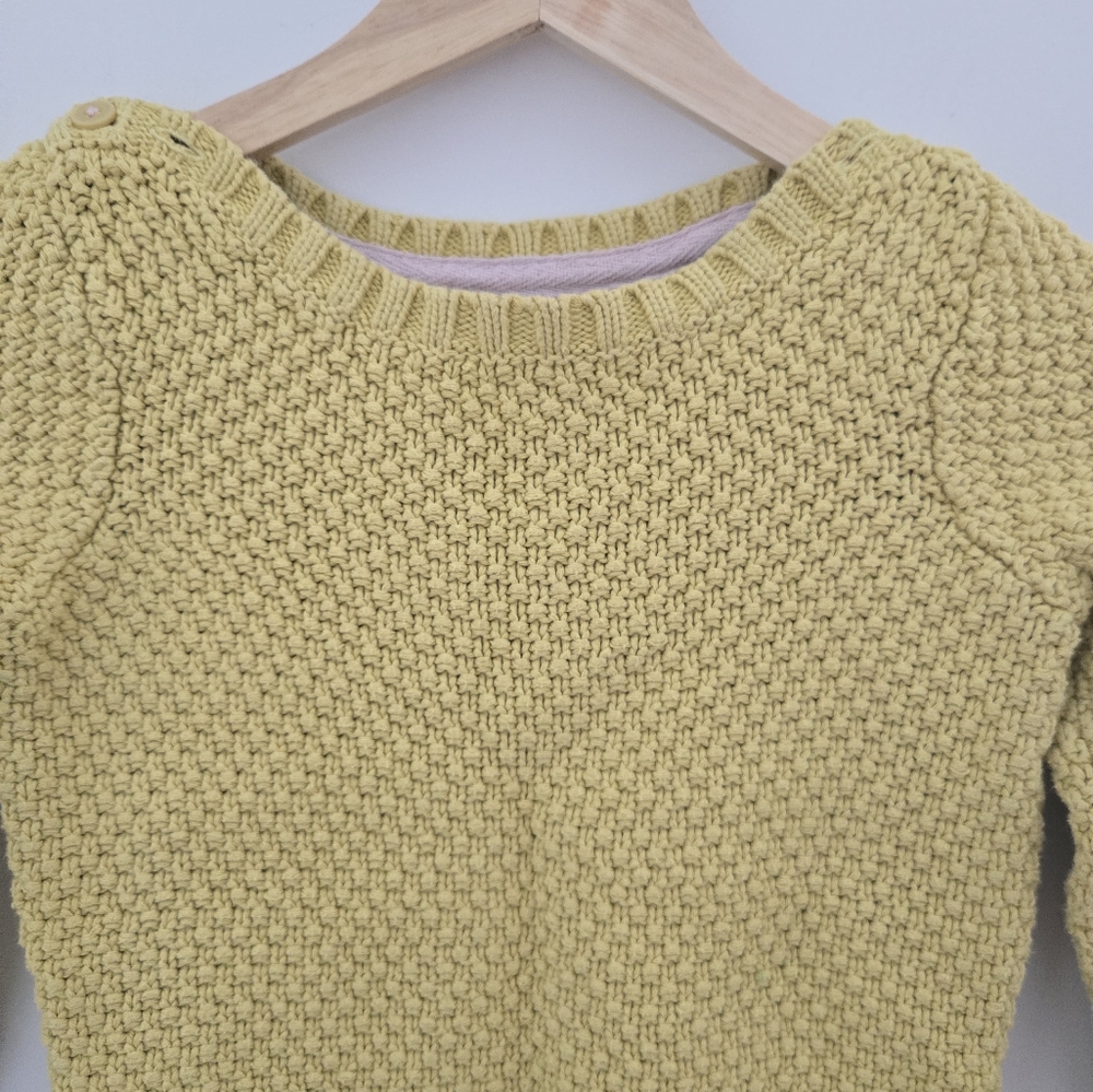 Mini Boden Long Sleeve Yellow Boatneck Cable Knit Sweater - Picture 3 of 5